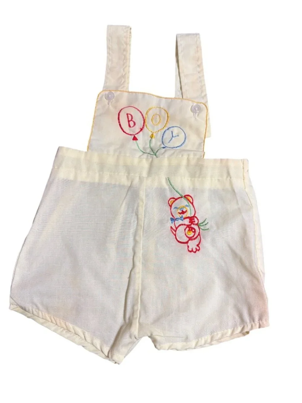 Vintage Cradle Togs Baby Boy Yellow Romper Embroidered Balloon Bear Sz 6 Months